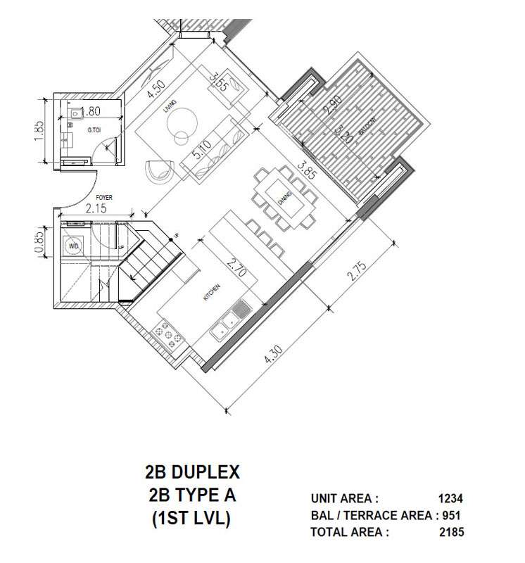 2B Duplex, Type A, Level 1st